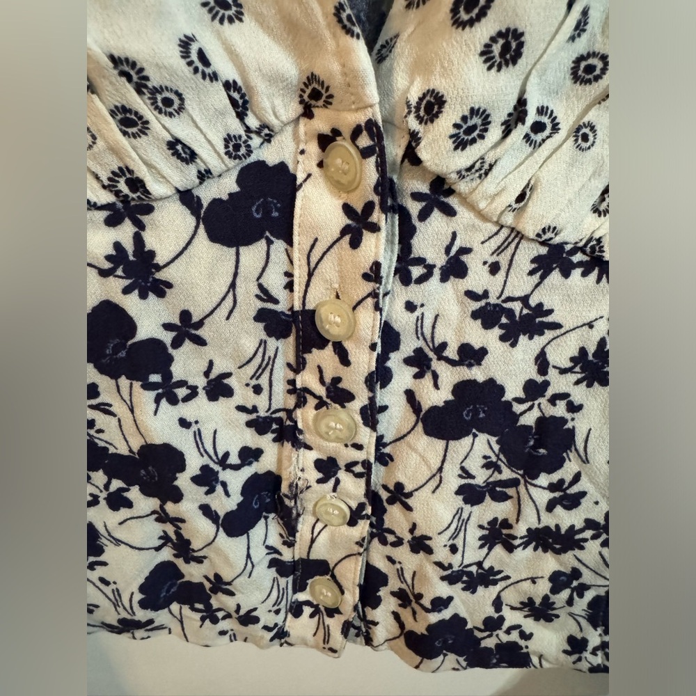 Free People Lady Bohemian Bell Sleeve Floral Crop Smocked Top - Picture 5 of 8